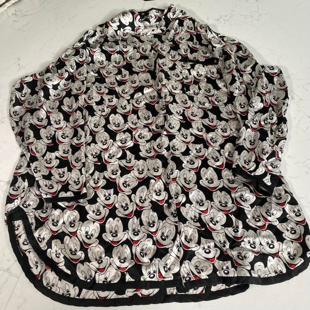Vintage Walt Disney World‎ 100% Silk Mickey Mouse Sleep Shirt Pajama Top XL - Picture 2 of 5
